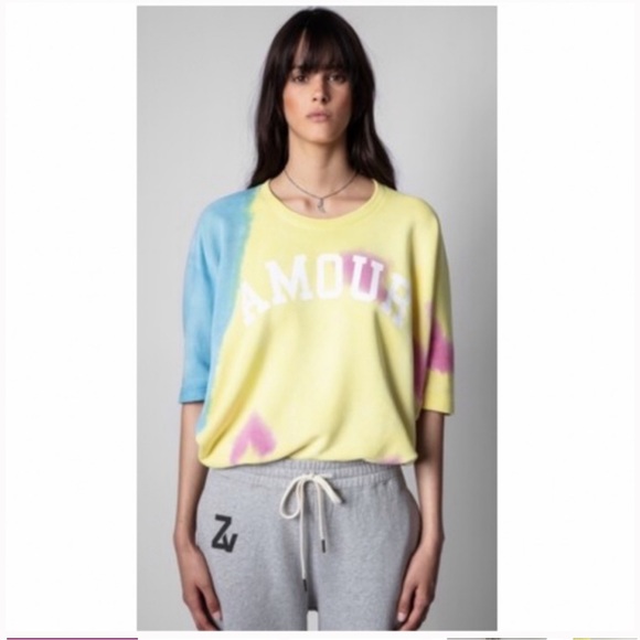 NWT Zadig & Voltaire Oversized Portland Amour tie Dye Sweatshirt S - Picture 2 of 7
